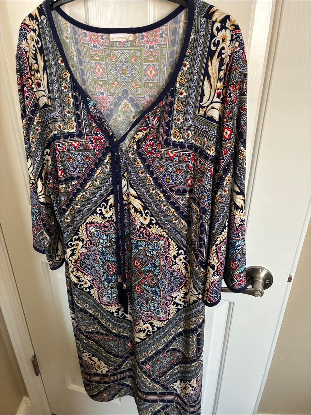 Boho Navy Multicolor Tie-Front Maxi Dress women’s size 18